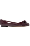 Ferragamo Varina Bow-embellished Patent-leather Ballet Flats In Burgundy