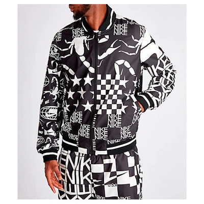 Nike Men's Sportswear Allover Print Jacket In White / Black Size 2x-large 100% Polyester
