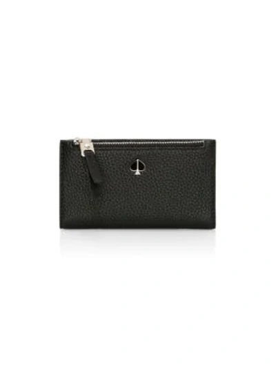 Kate Spade Small Polly Bi-fold Leather Wallet In Black/gold