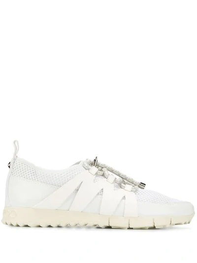 Jimmy Choo Nija White Leather Mix And Grey Mesh Trainer With Cord Toggle