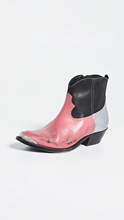 Golden Goose Young Distressed Colourblock Leather Ankle Boot In Colour Block