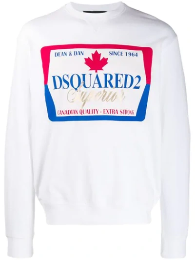 Dsquared2 Graphic-print Cotton-jersey Sweatshirt In White