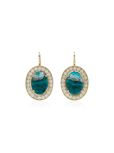 Andrea Fohrman 18k Gold Opal And Diamond Hook Earrings