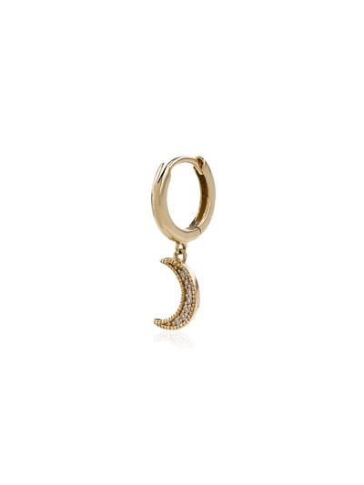 Andrea Fohrman 14ct Gold Diamond Crescent Moon Single Hoop Earring