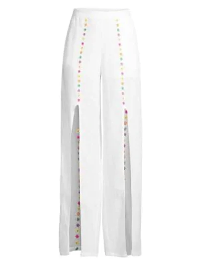 All Things Mochi Gaho Flower Slit Linen Pants In White