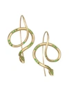 ANNETTE FERDINANDSEN Fauna 18K Yellow Gold, Tsavorite Garnet & Ruby Serpent Earrings