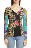 ETRO PATCHWORK PRINT SILK & CASHMERE BLEND SWEATER,181409144