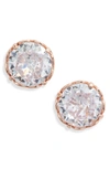 Kate Spade That Sparkle Round Stud Earrings In Clear/ Rose Gold