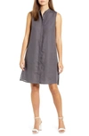 ANNE KLEIN TRAPEZE LINEN SHIRTDRESS,10721968