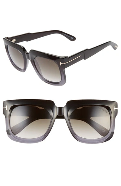 Tom Ford Christian 53mm Gradient Square Sunglasses - Black/ Gradient Smoke