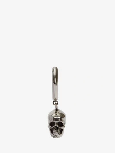 Alexander Mcqueen Skull Hoop Mono Earring In Silver