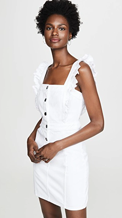 Cupcakes And Cashmere Galia Button-front Sleeveless Ruffle Denim Mini Dress In White