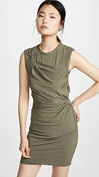 Alexander Wang T Twisted Crepe Jersey Mini Dress In Cargo