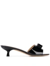 Ferragamo Ginostra Bow-embellished Patent-leather Mules In Black