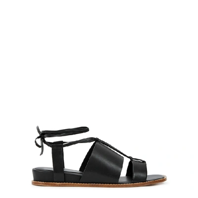 Vince Forster Strappy Ankle Wrap Sandal In Black Leather