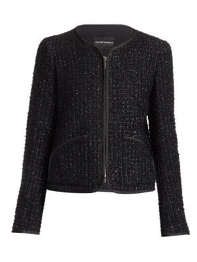 Armani Collezioni Emporio Armani Metallic-boucle Tweed Jacket In Multi