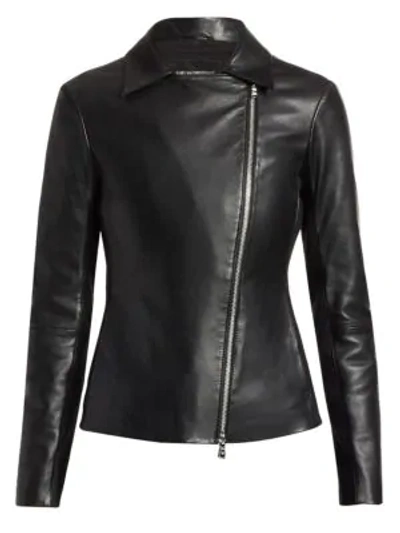 Armani Collezioni Emporio Armani Leather Motorcycle Jacket In Black