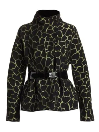 Armani Collezioni Abstract Jacquard Peplum Jacket In Black