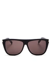 Saint Laurent Men's Black-pattern Rectangle Acetate Sunglasses In Wood Black/gray