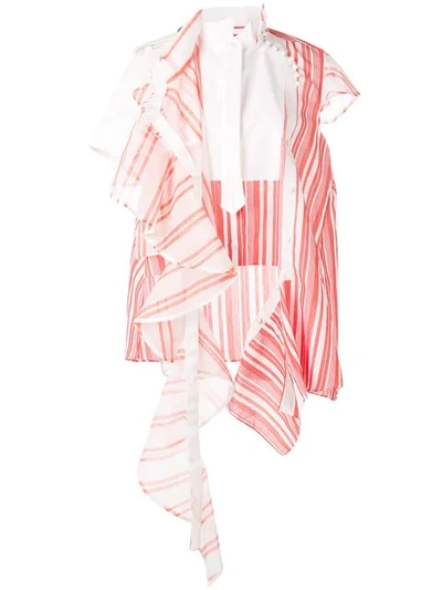 Sacai Deconstructed Striped Dress - 红色 In Red