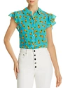 ALICE AND OLIVIA ALICE + OLIVIA ZIGGY PINEAPPLE PRINT SILK BLOUSE,CC905P24003