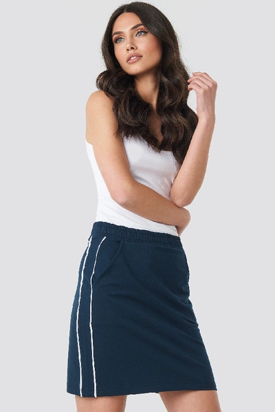 Na-kd Piping Detail Mini Skirt - Blue In Navy/white