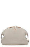 Dagne Dover Large Lola Leather Cosmetics Pouch In Bone