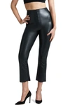 Commando Cropped Flared High-rise Faux-leather Trousers In Black