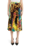 VERSACE COLORBLOCK MIXED PRINT PLEATED MIDI SKIRT,A79719A231123