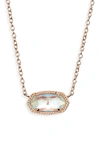 Kendra Scott Elisa Pendant Necklace In Rose Gold Dichroic Glass