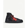 OFF-WHITE OFF-COURT HIGH-TOP SUEDE AND LEATHER TRAINERS