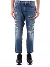 DOLCE & GABBANA DOLCE & GABBANA CONTRASTING PANELLED DISTRESSED JEANS