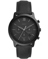 Fossil Men's Neutra Chronograph Black Leather Strap Watch 44mm In Black