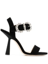 JIMMY CHOO SUEDE BUCKLE SANDAL,10938141