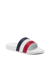 Moncler Basile Embossed Sliders In White