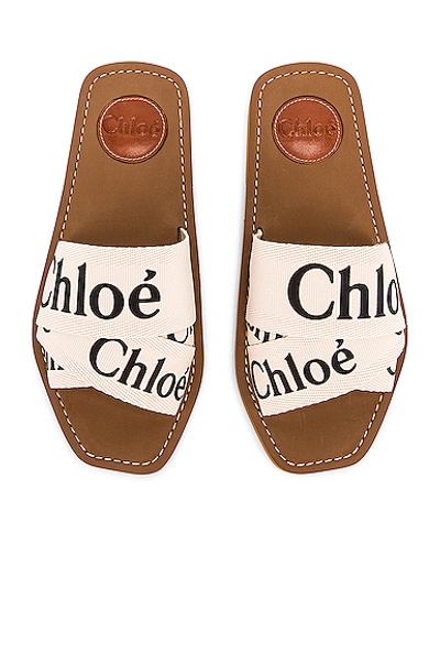 Chloé Woody Logo-print Canvas Slides In White
