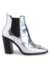 OFF-WHITE Block Heel Metallic Cowboy Booties