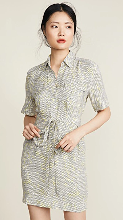 Equipment Axelle Printed Short-sleeve Shirtdress In Silver Lining Multi