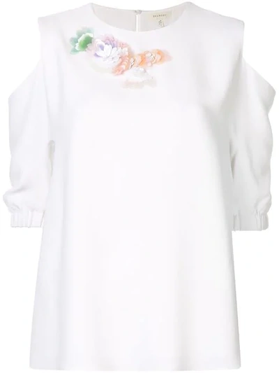 Delpozo 花卉缝饰罩衫 - 白色 In White