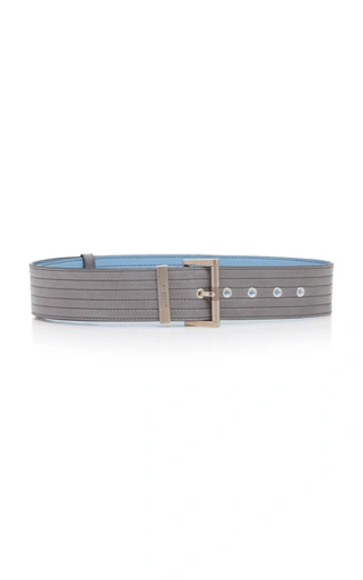 Givenchy Silver-tone Textured-leather Belt In Grey