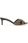 GIUSEPPE ZANOTTI LEOPARD-PRINT CALF HAIR MULES