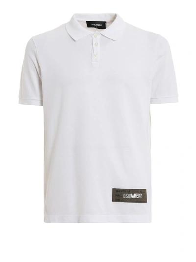 Dsquared2 White Cotton Polo Shirt