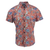 LORDS OF HARLECH Tim Shirt In Floral Canvas Coral