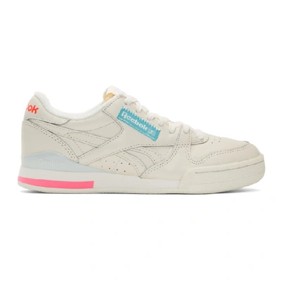 Reebok Classics Off-white And Pink Phase 1 Pro Sneakers In Chalk/neon