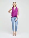 L'agence Freja Wrap-front Sleeveless Silk Blouse In Bright Plum