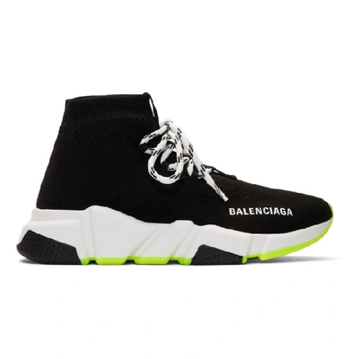 Balenciaga Black & White Lace-up Speed Trainers