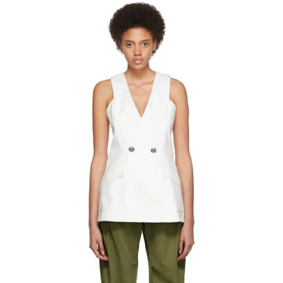 Givenchy Sleeveless V-neck Logo-button Peplum Top In White