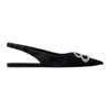 BALENCIAGA Black Velvet BB Slingback Ballerina Flats