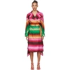 VALENTINO VALENTINO MULTICOLOR STRIPED SILK HABOTAI BAIADERA COAT