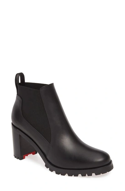 Christian Louboutin Marchacroche Leather Red Sole Booties In Black